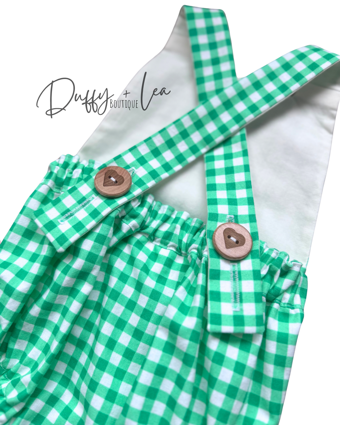 Green Gingham Romper