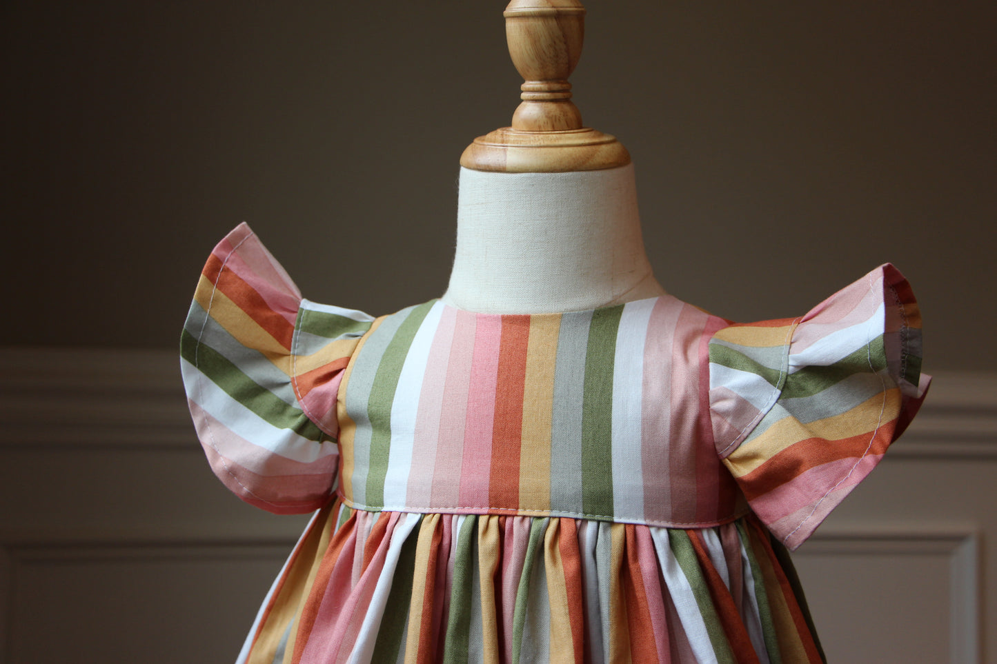 Primrose Flutter Sleeve Dress - Rainbow Stripe