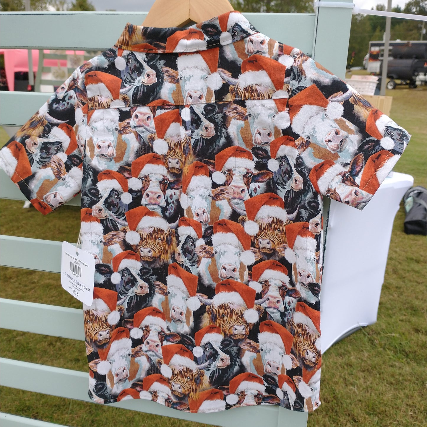 Boys Snap Down Shirt - Christmas Cows