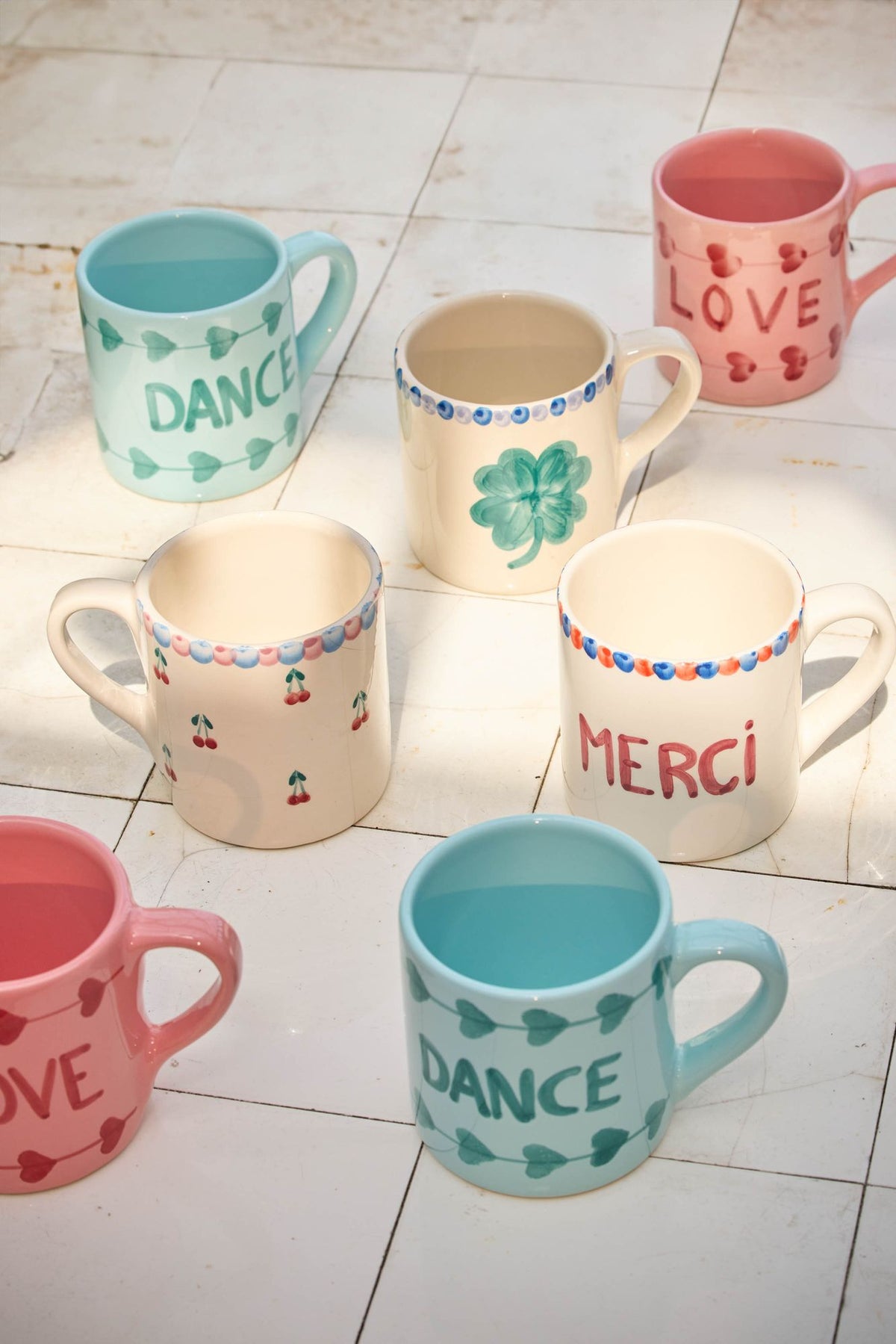 Ceramic Mug with Hand Painted Good Luck Clover - 14.2 oz