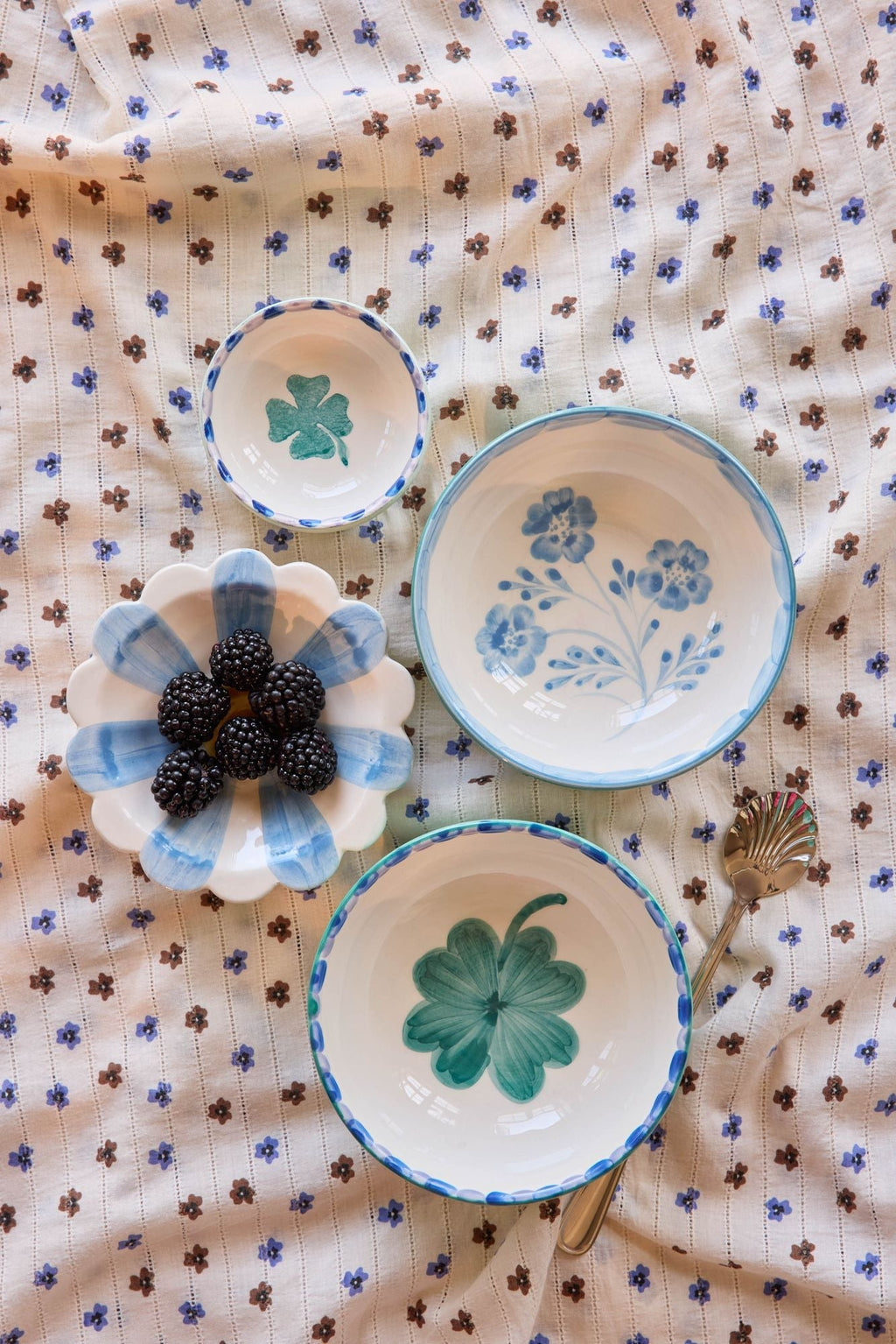 Ceramic Bowl with Hand Painted Good Luck Clover - 11.8 oz