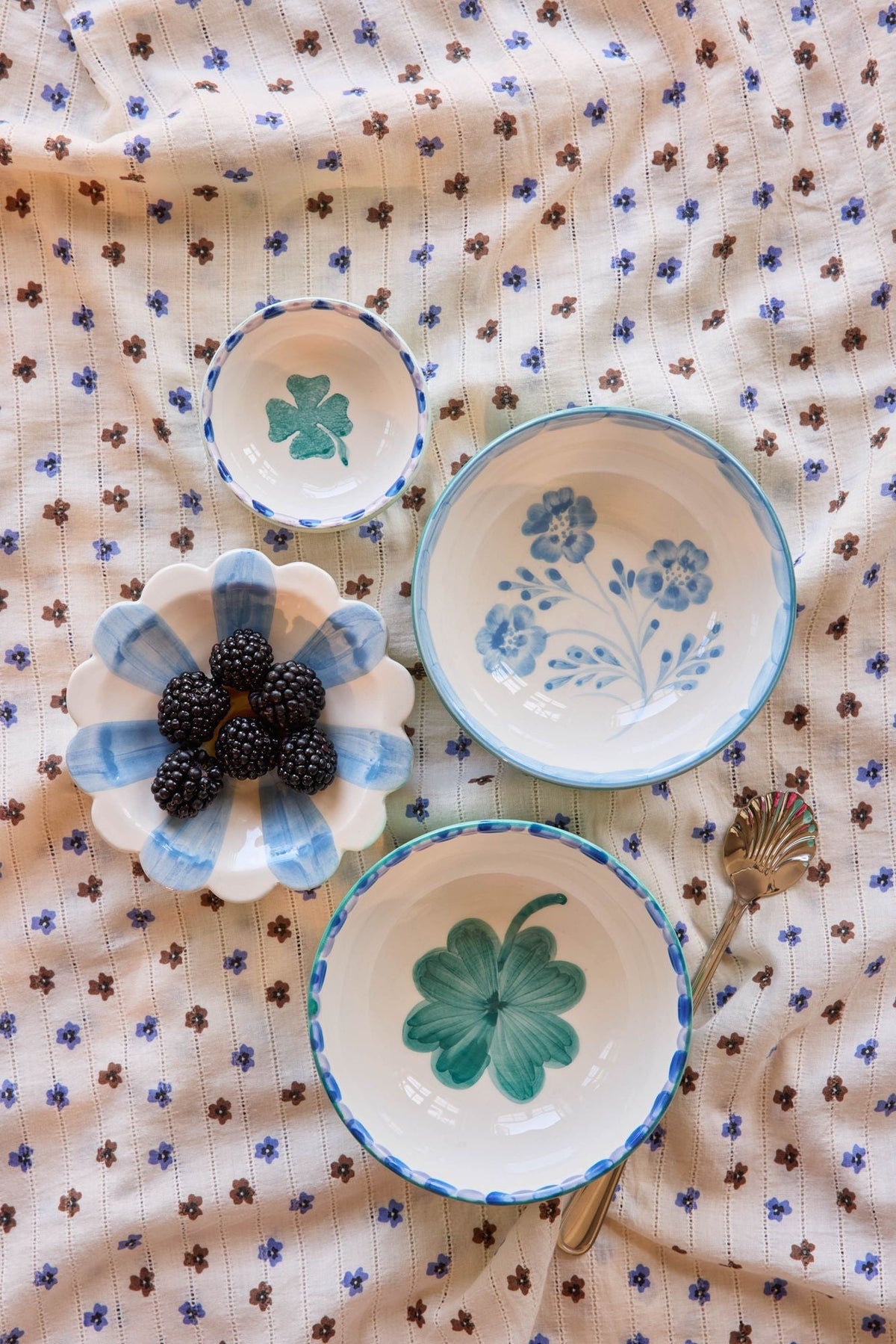 Ceramic Bowl with Hand Painted Good Luck Clover - 11.8 oz