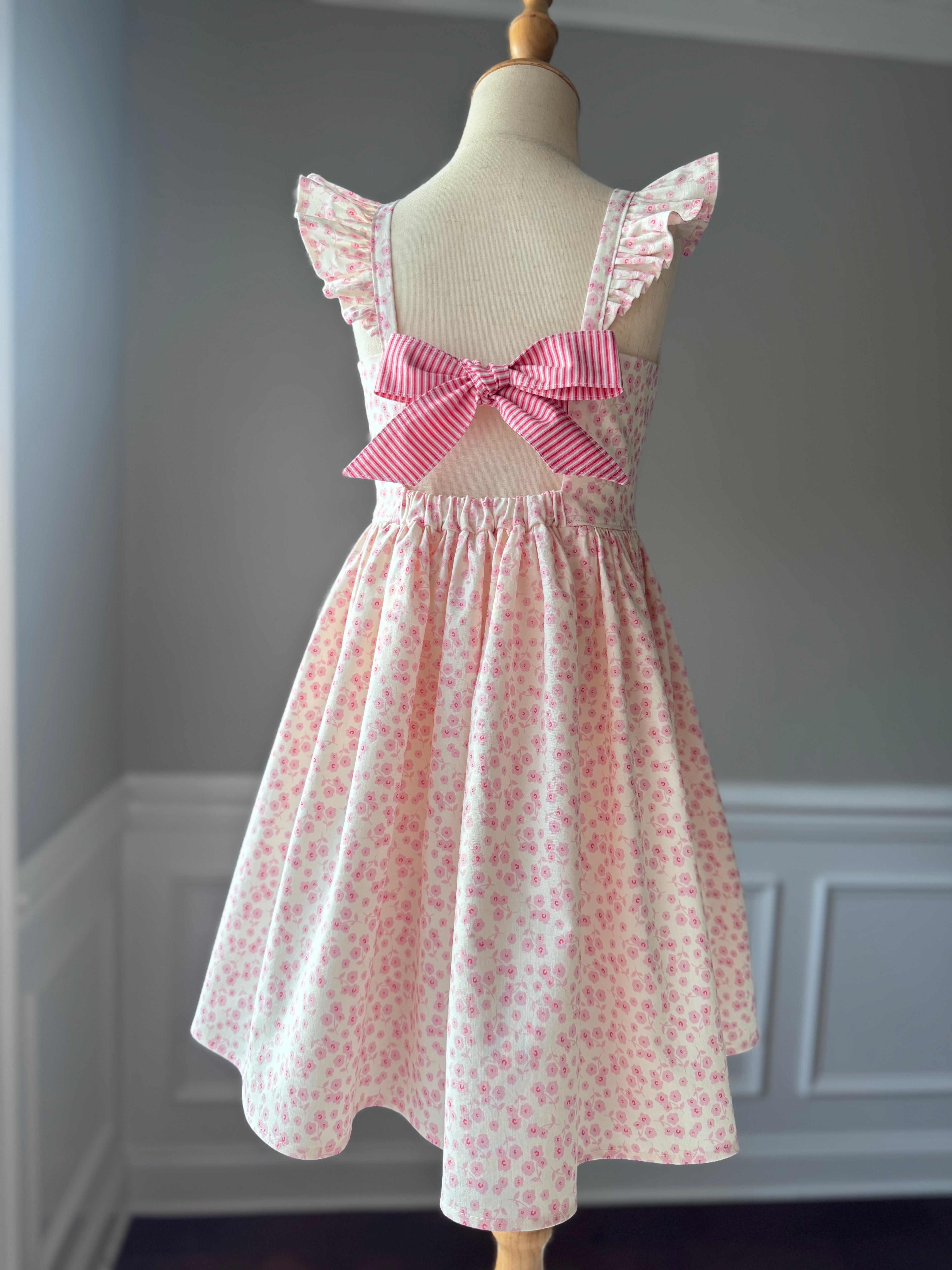 Pink Carnation Flutter Sleeve Dress