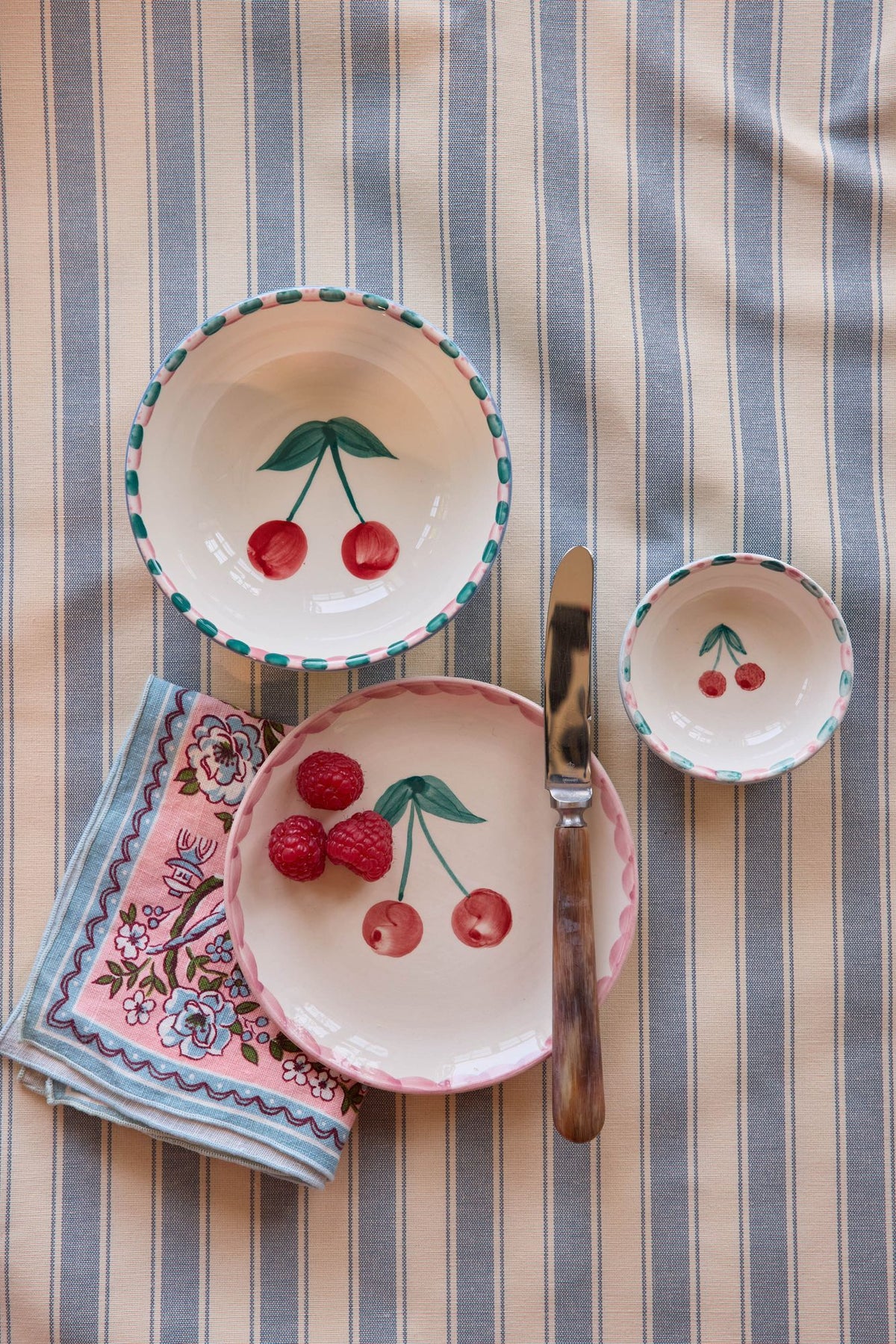 Ceramic Bowl with Hand Painted Cherry - 11.8 oz