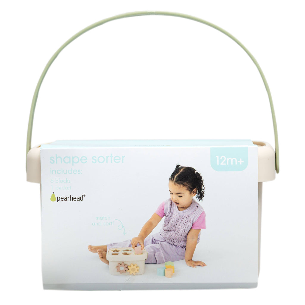 Wooden Shape Sorter Toy, Montessori Learning Sorting Bucket