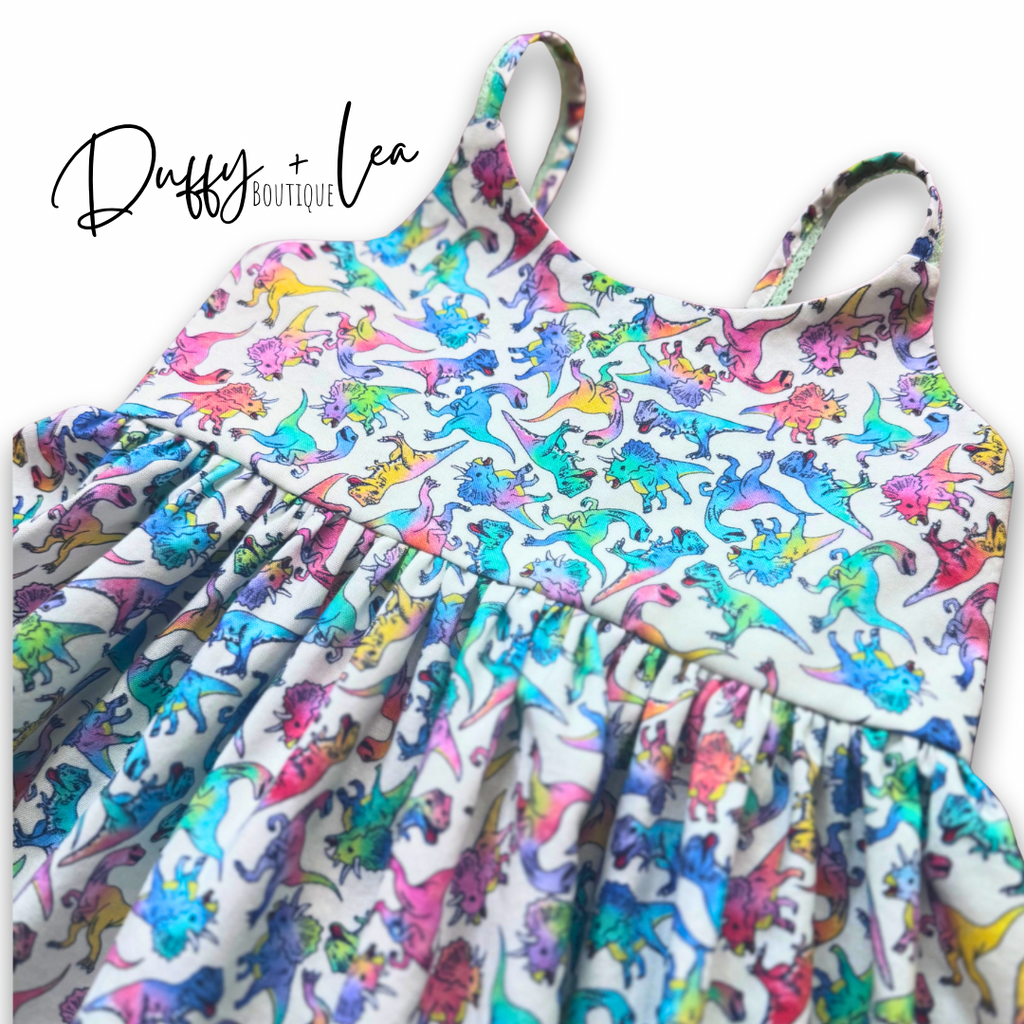 Rainbow Dinos Dress - Size 5