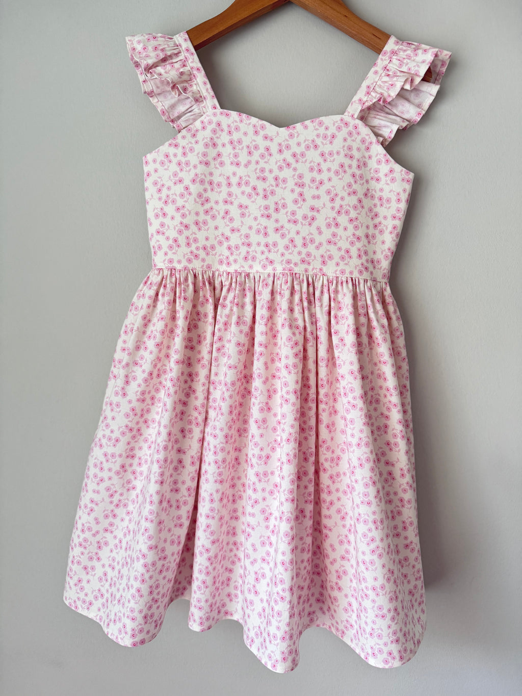 Pink Carnation Flutter Sleeve Dress