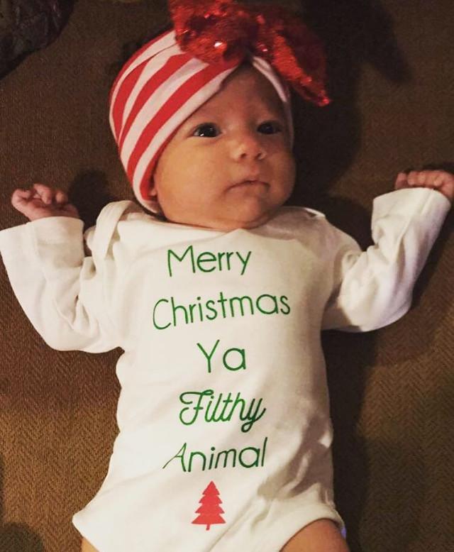 Merry Christmas Ya Filthy Animal Organic Baby Onesie®