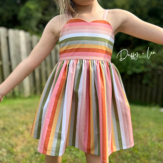 Muted Rainbow Stripe Dress