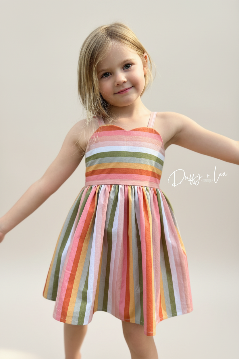 Muted Rainbow Stripe Dress