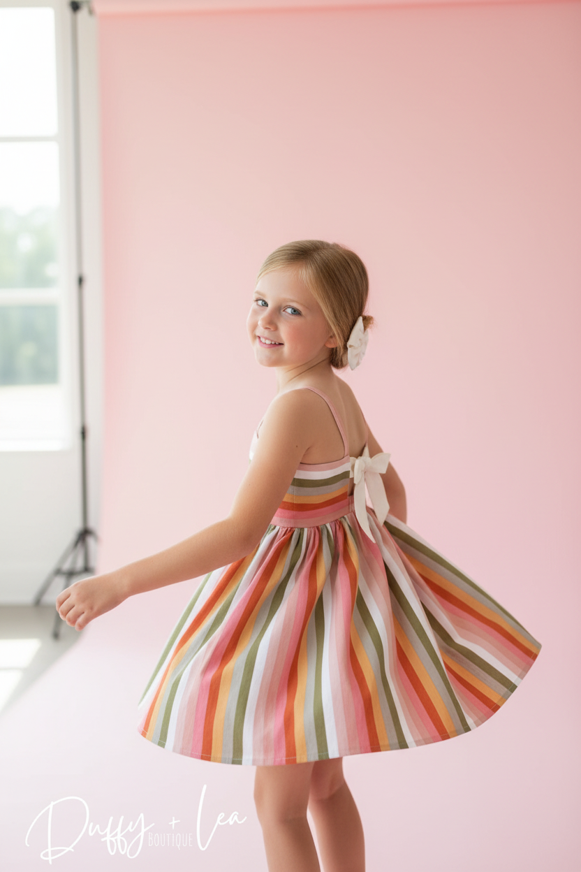 Muted Rainbow Stripe Dress