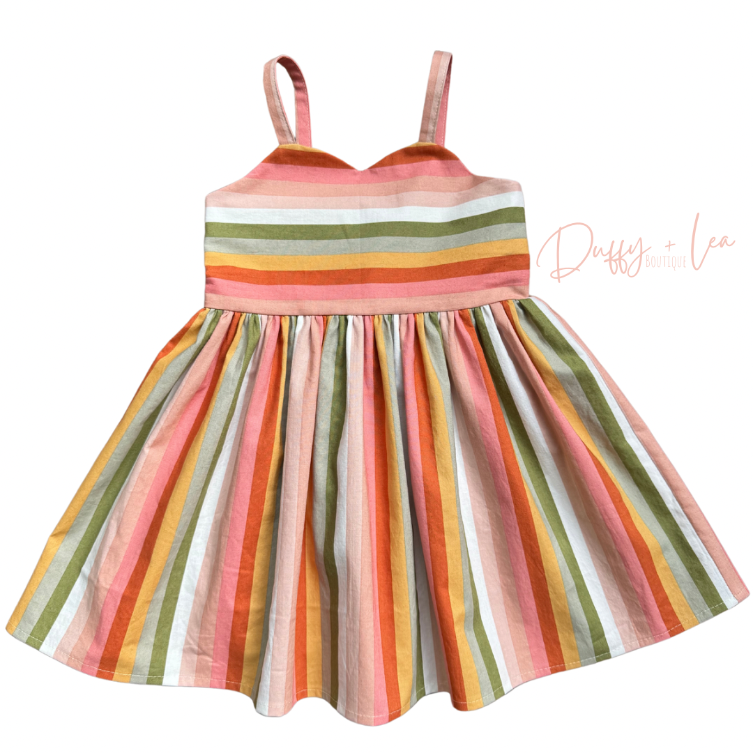 Muted Rainbow Stripe Dress