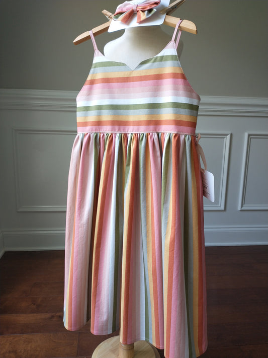 Augusta Girls Sleeveless Dress - Rainbow Stripe