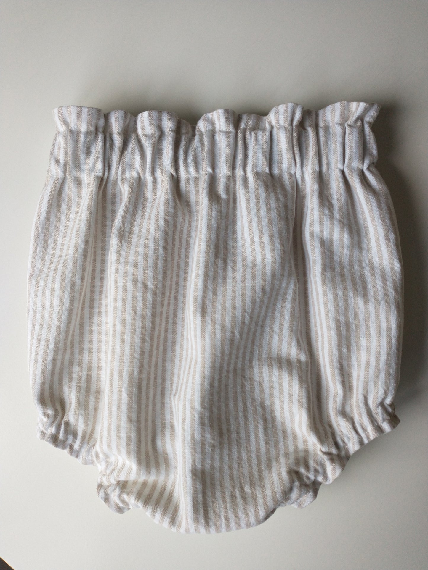 High Waist Diaper Cover - Grey + White Striped Linen