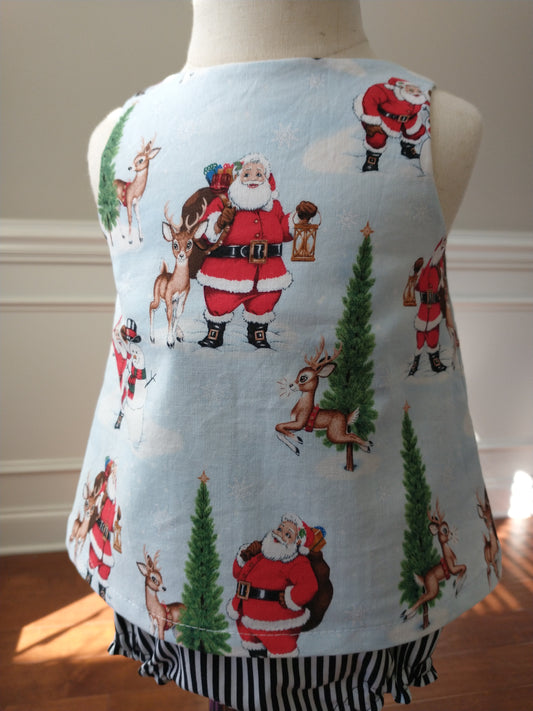 Sleeveless Santa Top with Back Bow