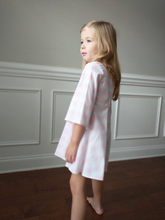 Reese Girls Dress - Pink Gingham