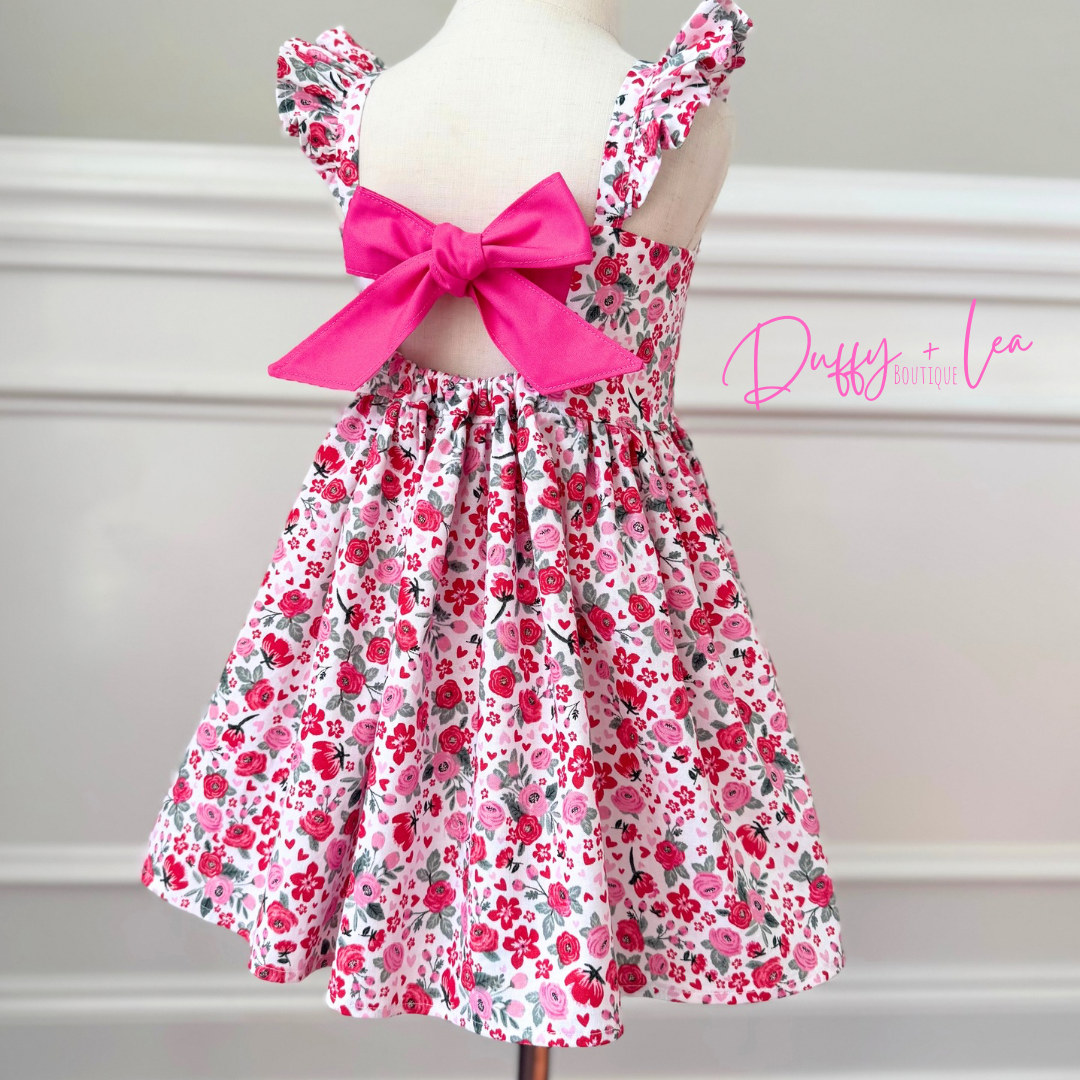 Hearts + Flowers Flutter Sleeve Dress