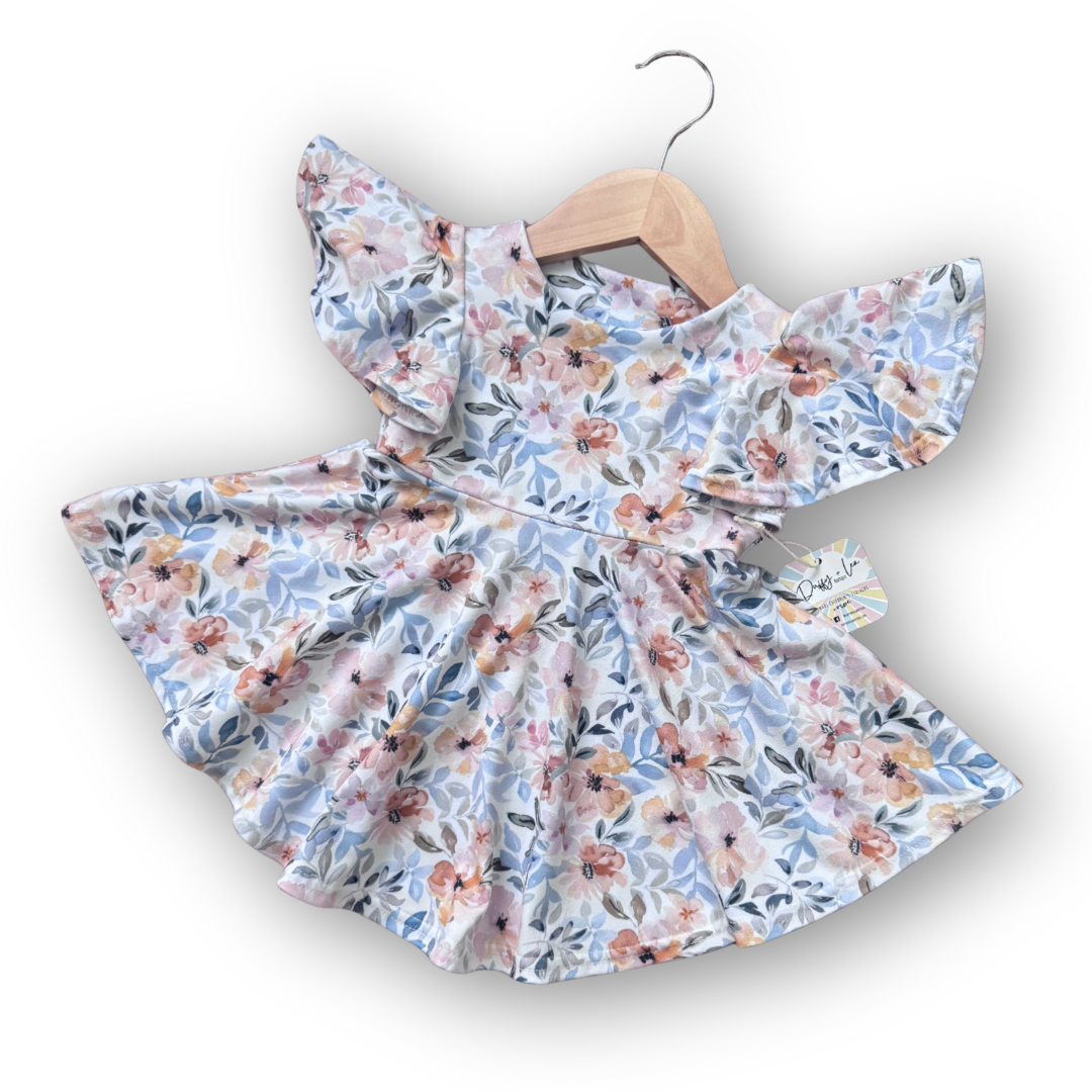 Pastel Fall Floral Twirly Dress