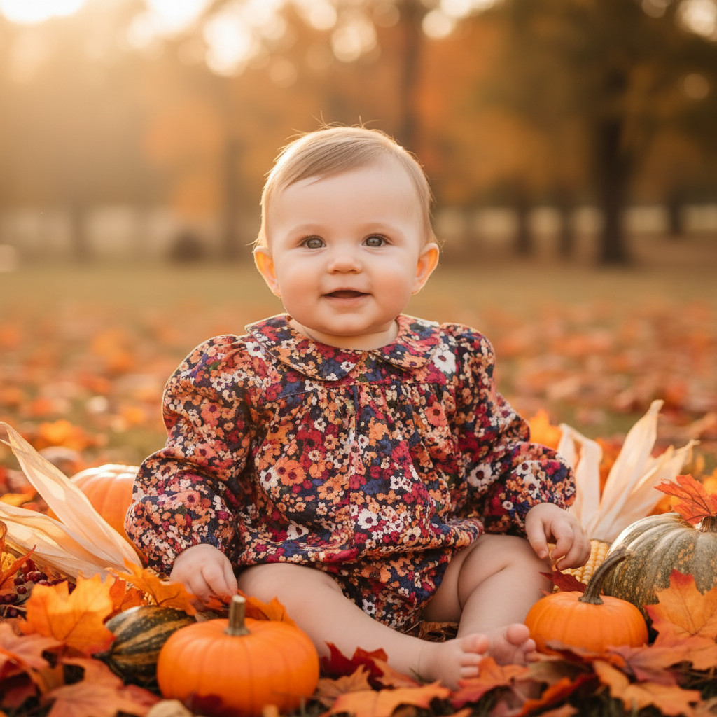 Ditsy Fall Floral Romper
