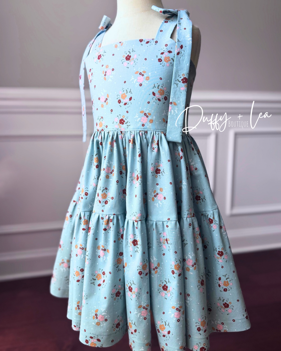 Sage Floral Shoulder Tie Dress