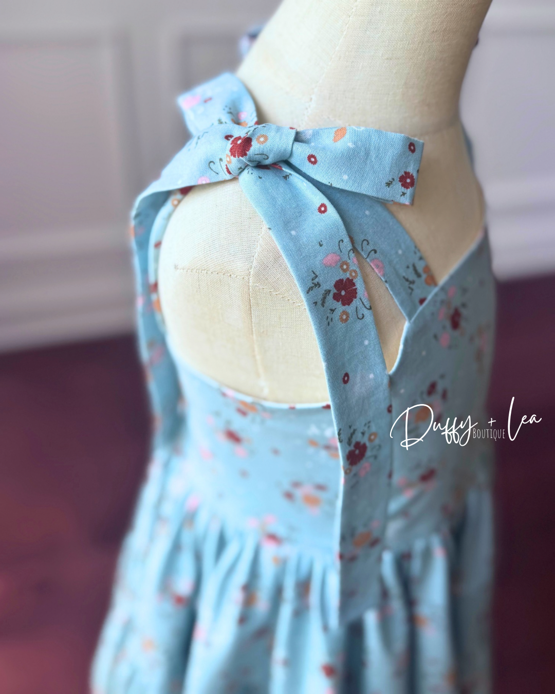 Sage Floral Shoulder Tie Dress