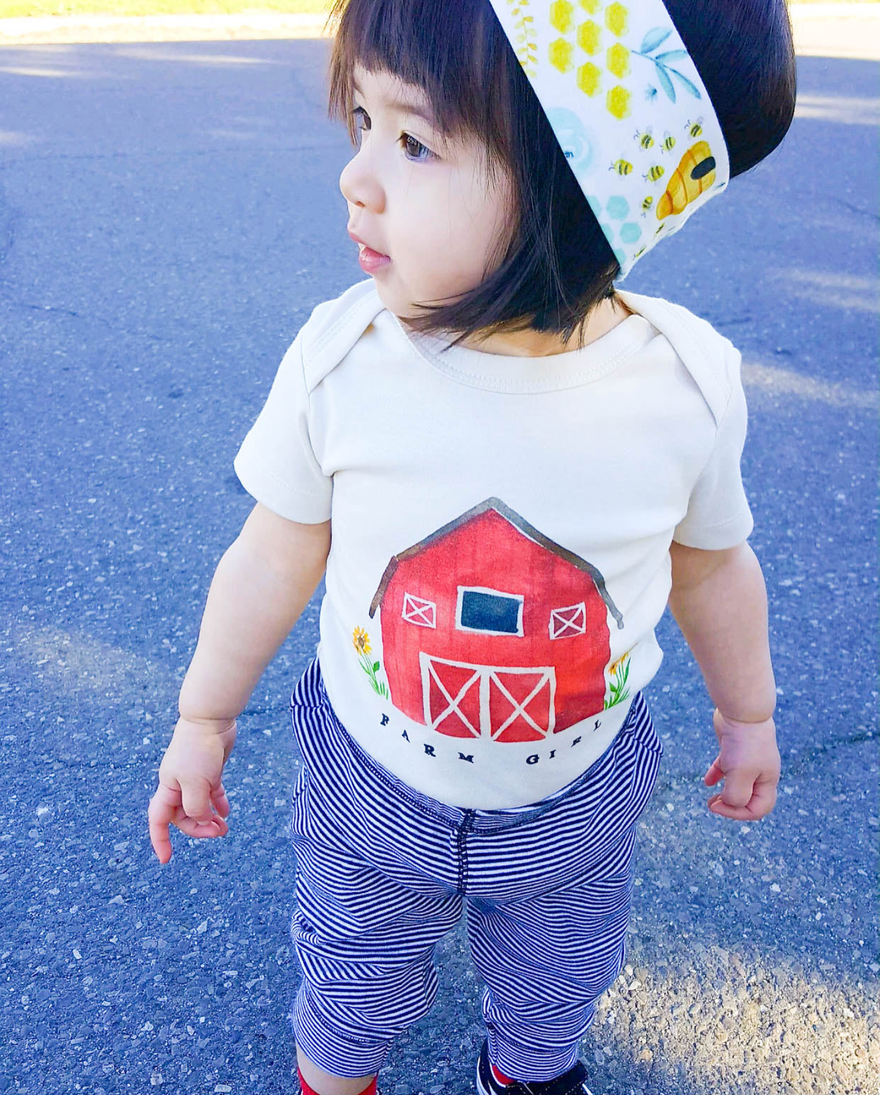 Farm Girl Red Barn Organic Baby Onesie®