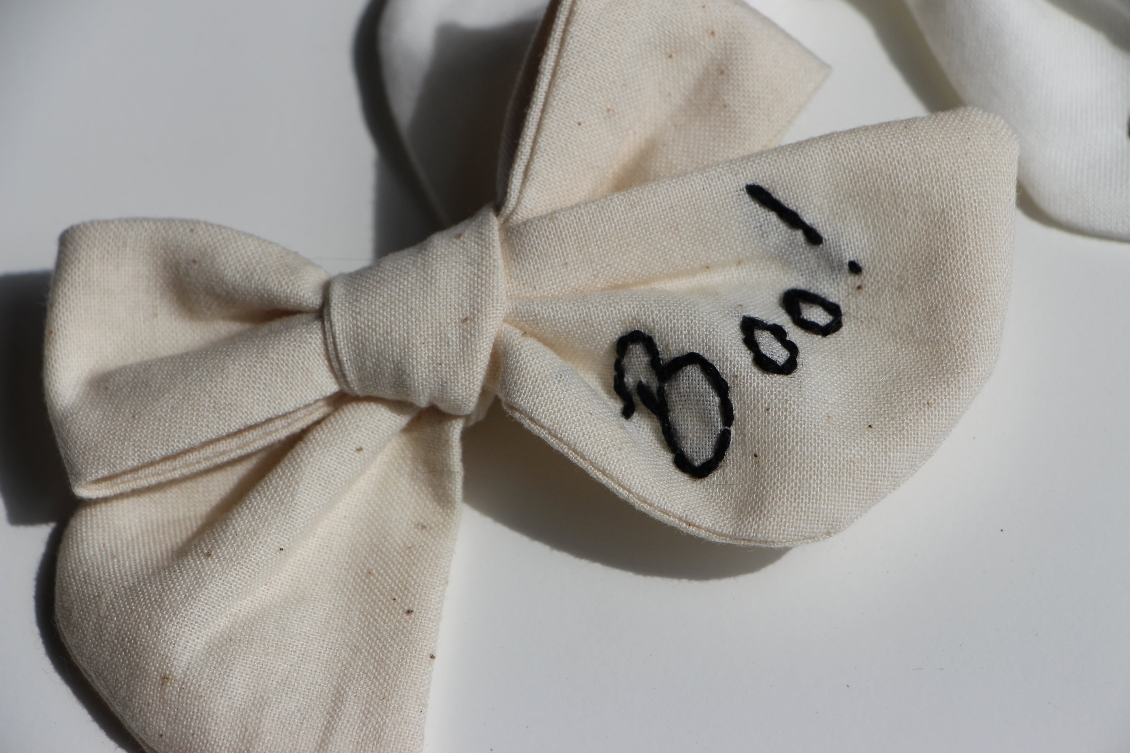 Hand Tied Hair Bow with Embroidery - Halloween