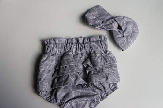 Infant Diaper Cover Set - Grey Floral