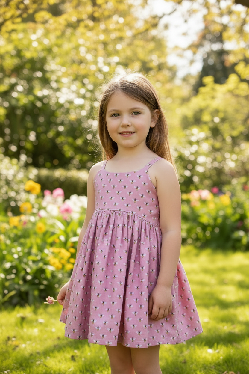 Pink Bees Girls Dress