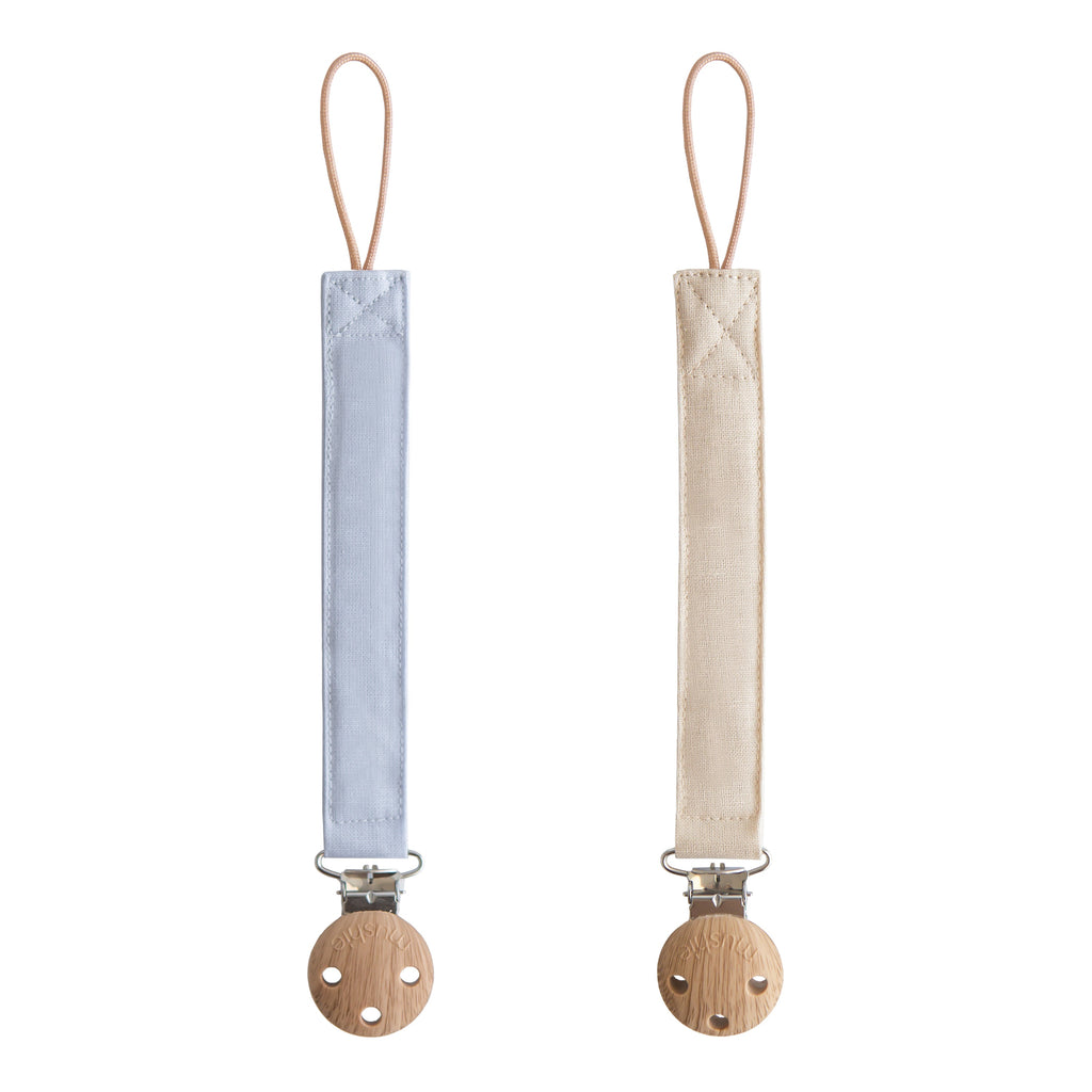 Linen Pacifier Clip 2-Pack