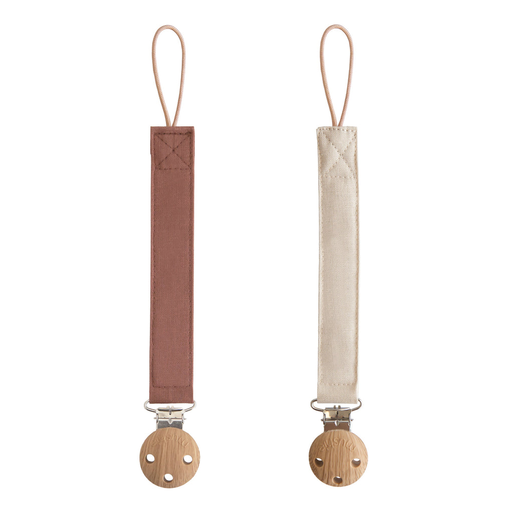 Linen Pacifier Clip 2-Pack
