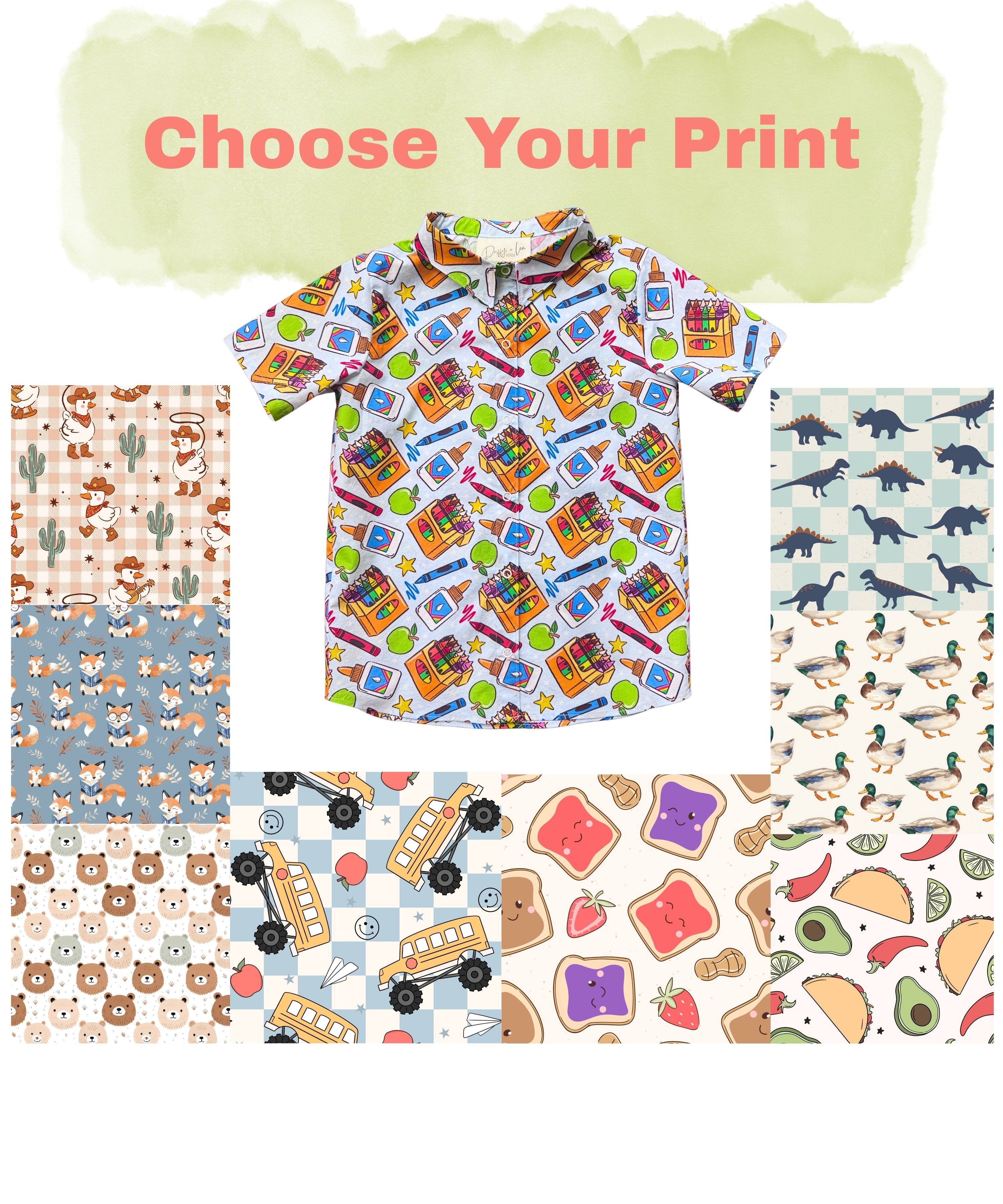 *Preorder - Back School Snap Down Shirt - Pick Your Print