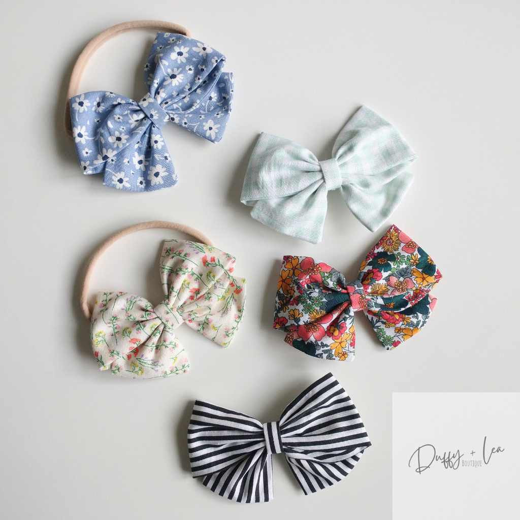 Large Handmade Fabric Hair Bow