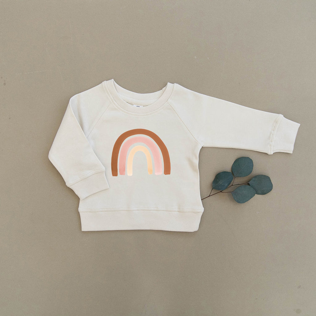 Blush Watercolor Rainbow Organic Baby & Toddler Natural Pullover