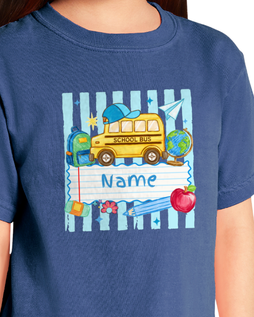 *Preorder - Boy Custom Name School Bus - Youth Tee