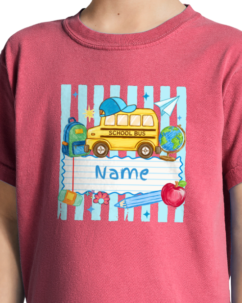 *Preorder - Boy Custom Name School Bus - Youth Tee