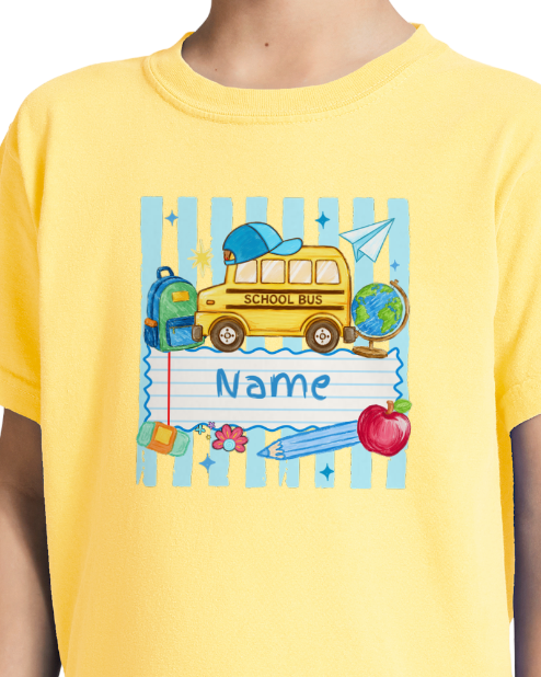 *Preorder - Boy Custom Name School Bus - Youth Tee