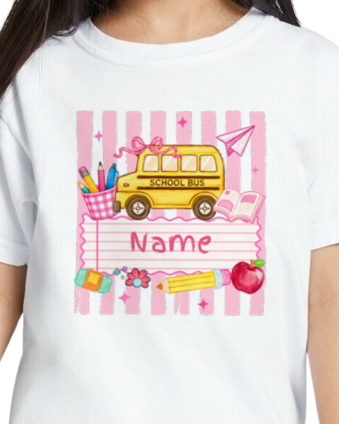 *Preorder - Girl Custom Name School Bus - Youth Tee