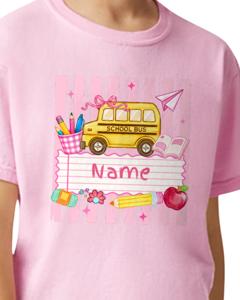 *Preorder - Girl Custom Name School Bus - Youth Tee