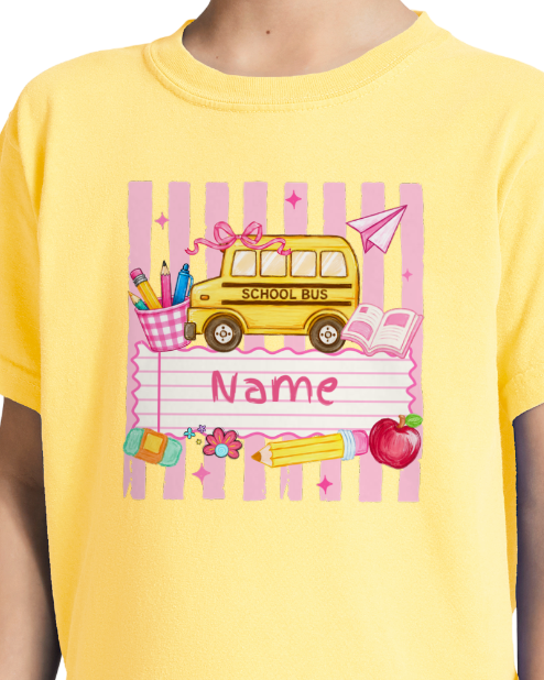 *Preorder - Girl Custom Name School Bus - Youth Tee
