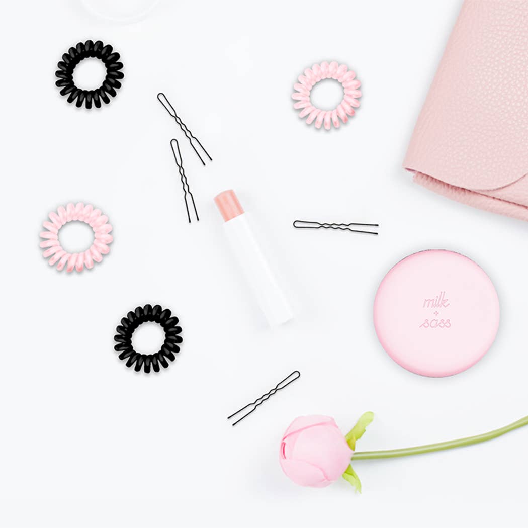 SUGAR TWISTS coil hair ties rose gray