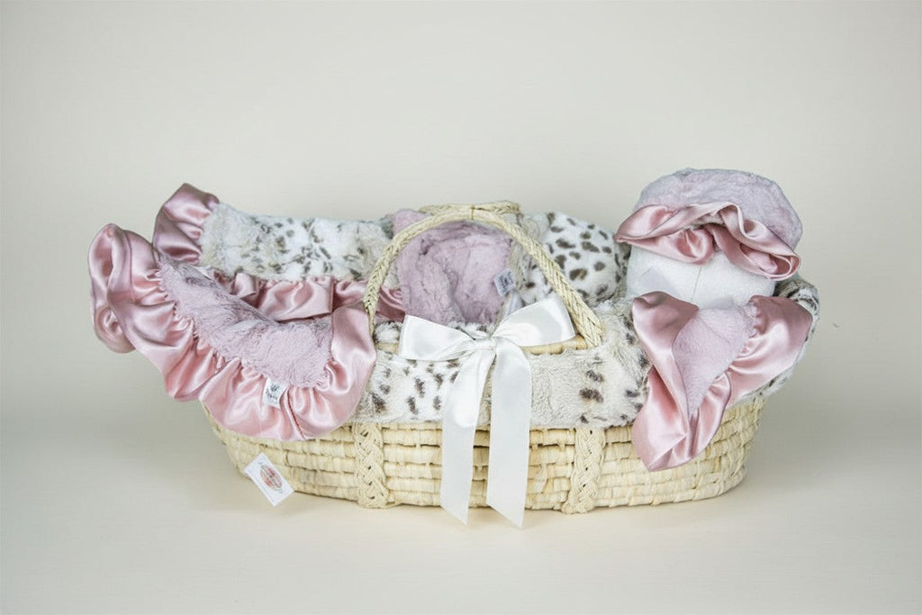 Dusty Pink Snowcat Royale Moses Baby Gift Basket