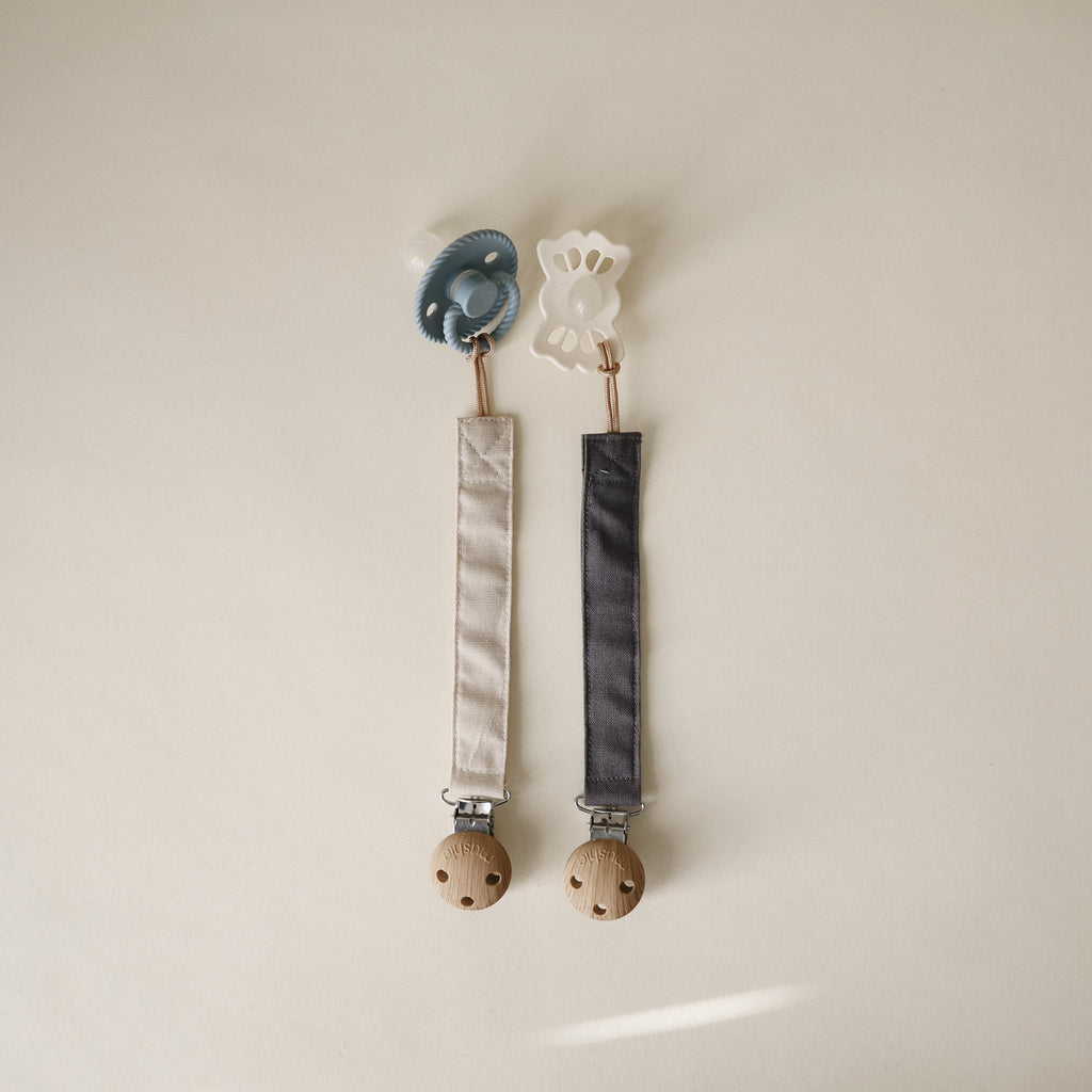 Linen Pacifier Clip 2-Pack