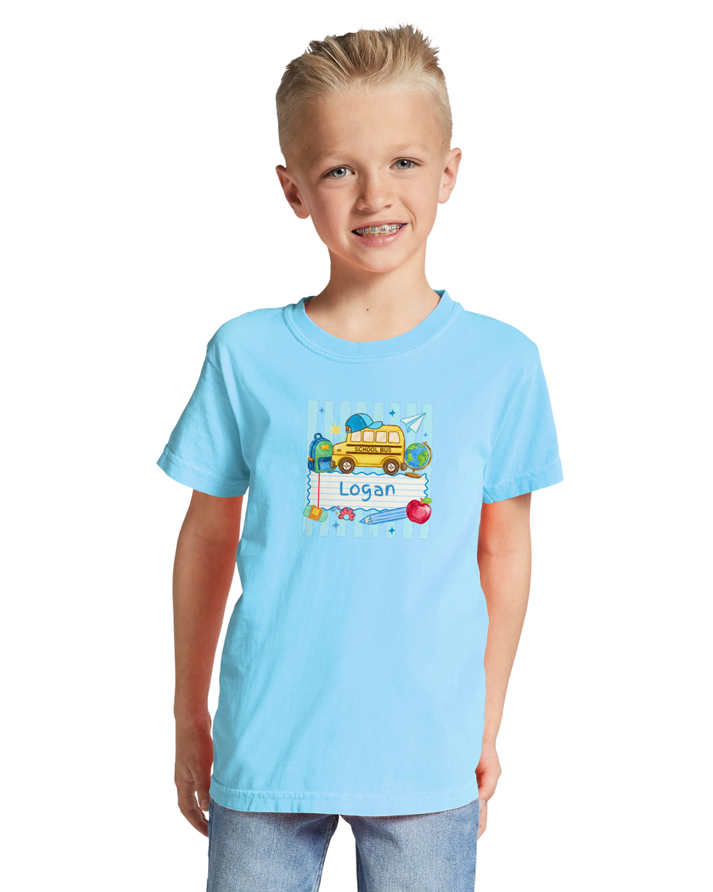 *Preorder - Boy Custom Name School Bus - Youth Tee
