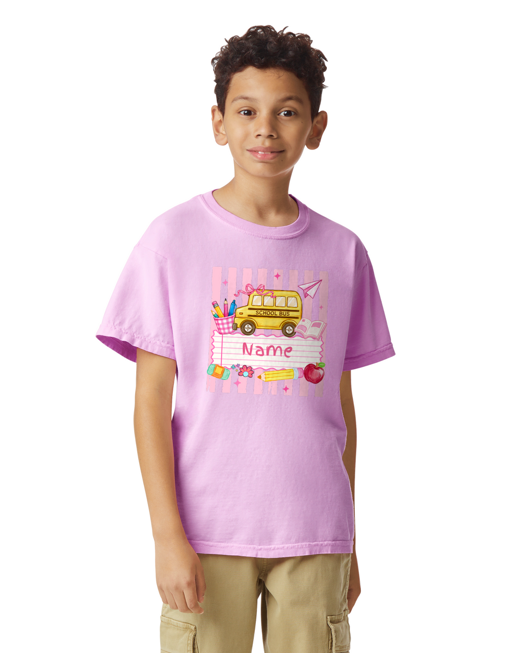 *Preorder - Girl Custom Name School Bus - Youth Tee