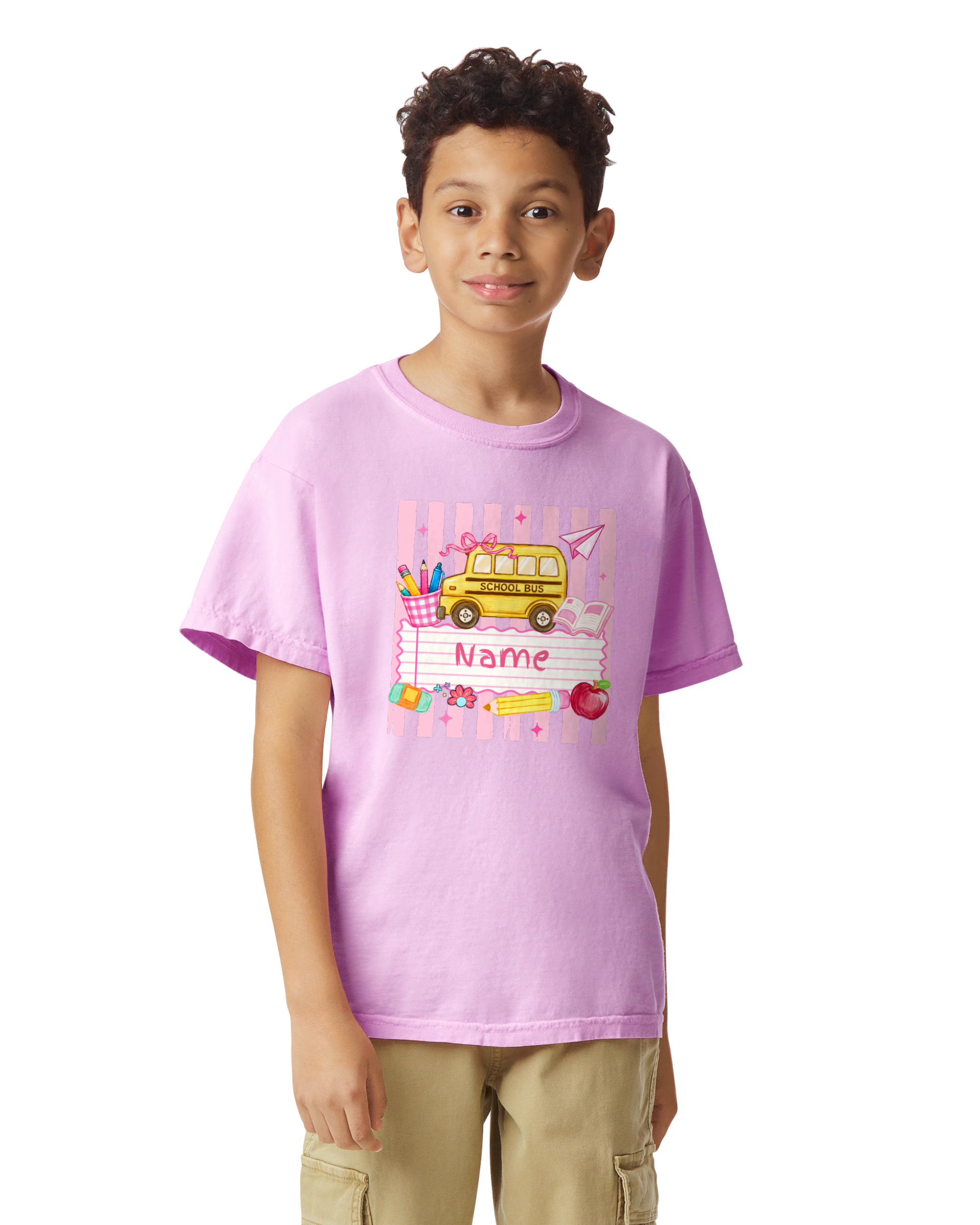 *Preorder - Girl Custom Name School Bus - Youth Tee