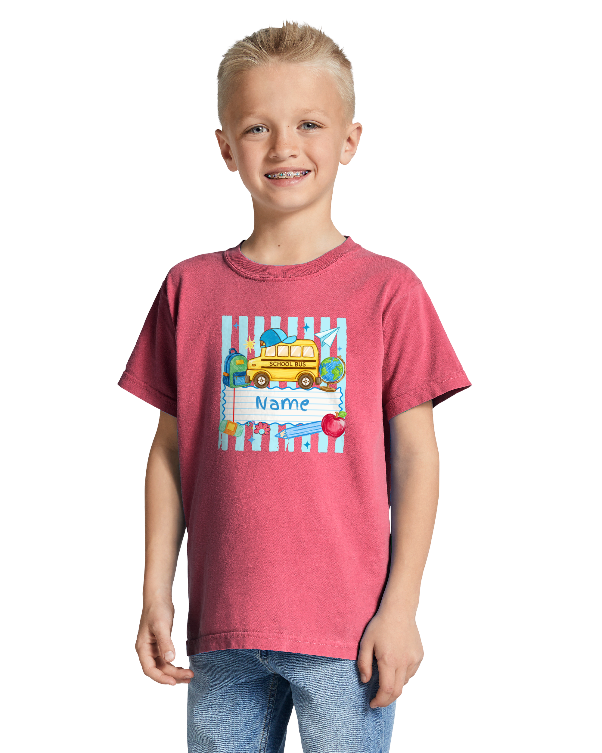 *Preorder - Boy Custom Name School Bus - Youth Tee