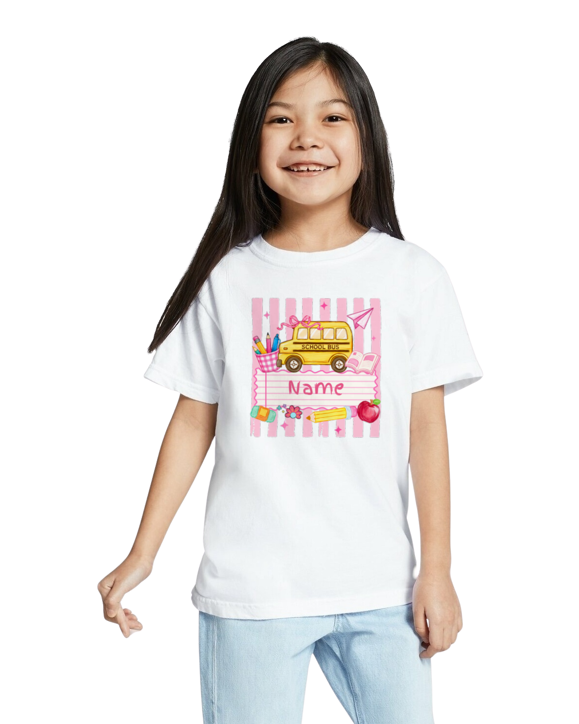 *Preorder - Girl Custom Name School Bus - Youth Tee