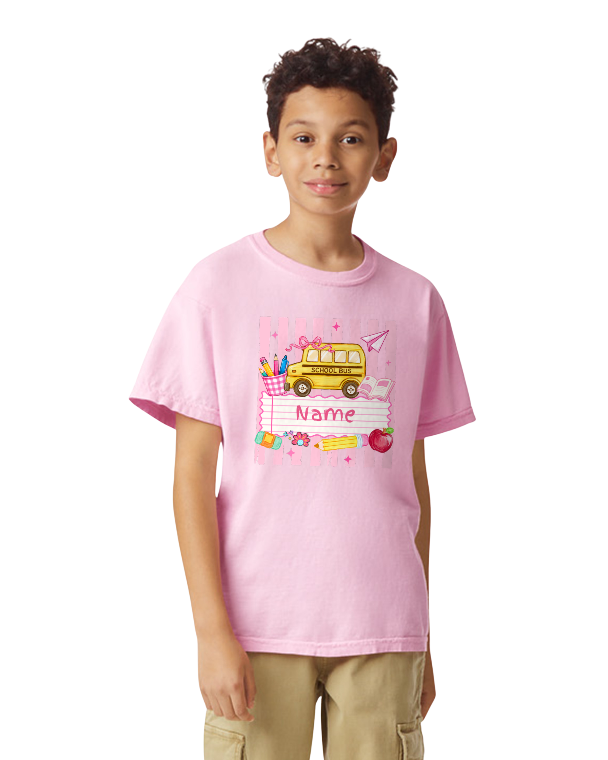 *Preorder - Girl Custom Name School Bus - Youth Tee