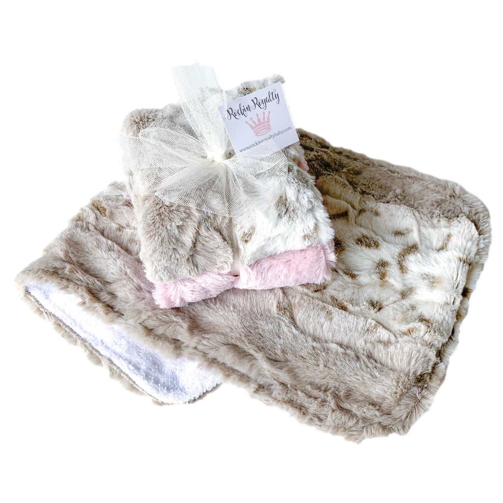 Dusty Pink Snowcat Royale Moses Baby Gift Basket